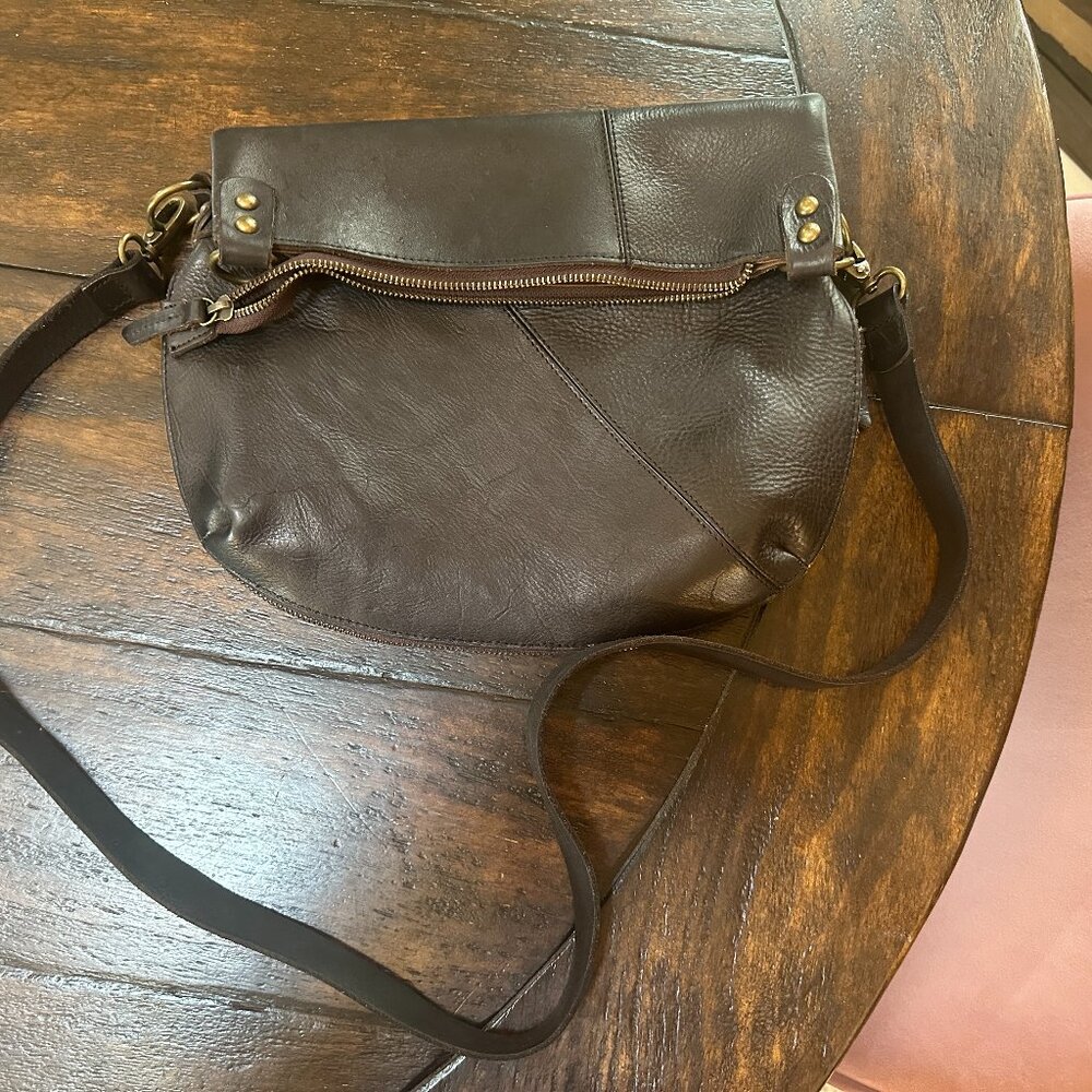 Bed Stu Tahiti Black Leather Cobbler Series Fold Over Crossbody Bag